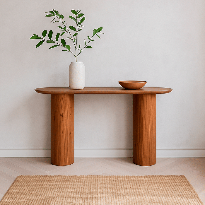 Aparador Luna em Madeira Laminada com Base Cilíndrica Design Moderno