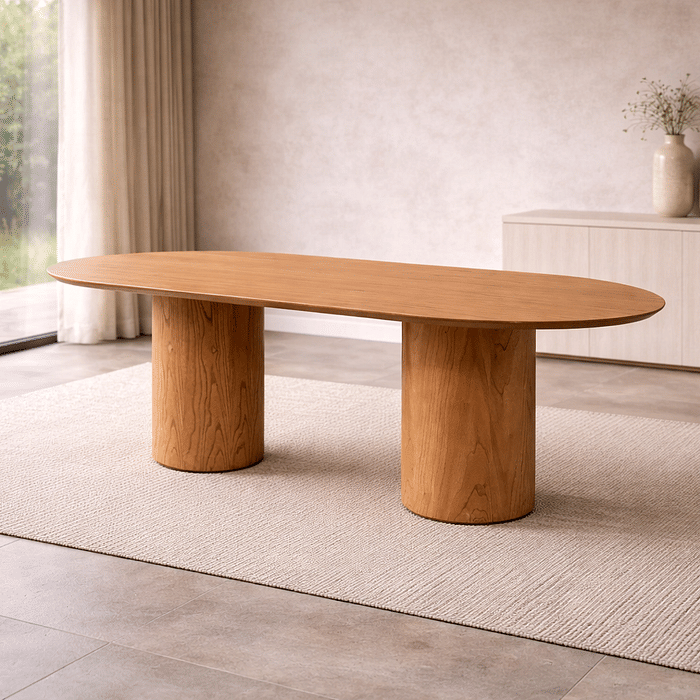 Mesa de Jantar Oblonga Luna 6 a 10 Lugares em Madeira Laminada Design Moderno