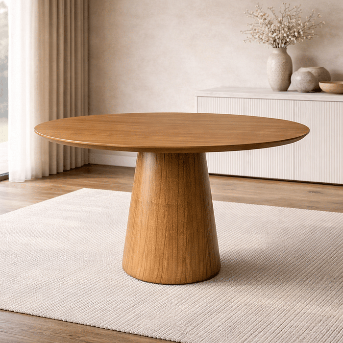 Mesa de Jantar Redonda Domo 2 a 6 Lugares em Madeira Laminada Design Cone