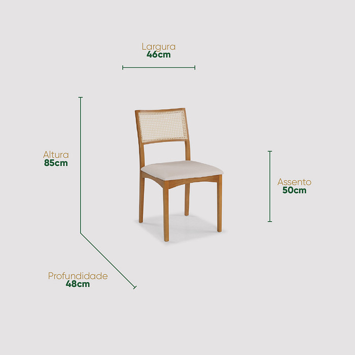 Cadeira Cadeira Cremona Estofada Compacta em Madeira Maciça