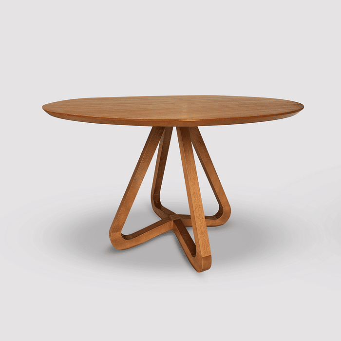 Mesa de Jantar Redonda Elos 2 a 6 Lugares Base em Madeira Maciça Design Moderno