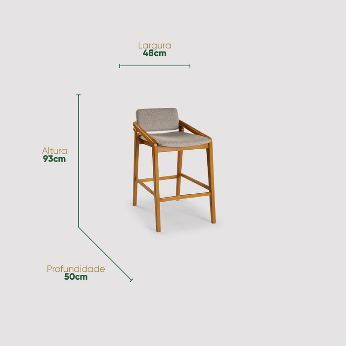 Banqueta Alta Positano Estofada em Madeira Maciça para Área Gourmet