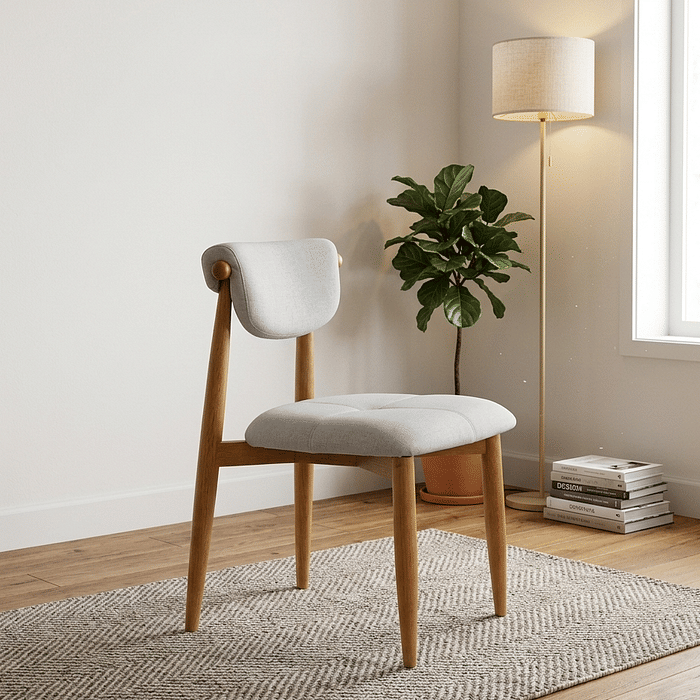 Cadeira de Jantar Sicily em Madeira Maciça com Encosto Estofado