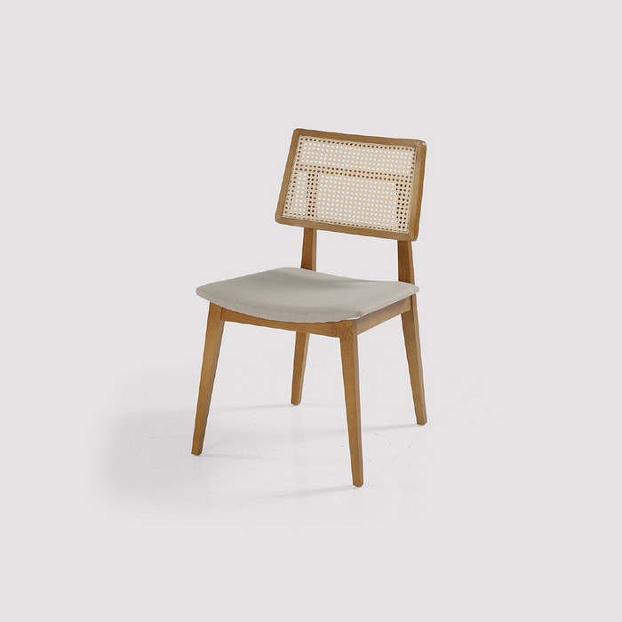 Cadeira de Jantar Bellagio em Madeira Maciça com Tela Natural