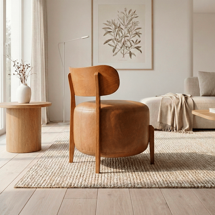 Poltrona Puff em Madeira Maciça Torino Design Moderno