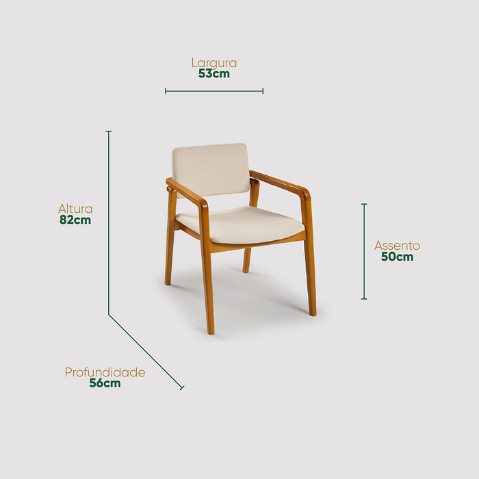 Cadeira Positano Estofada em Madeira Maciça Versátil para Ambientes Modernos