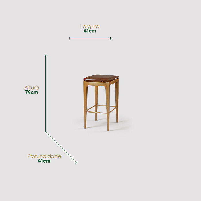 Banqueta Alta Brioni Estofada em Madeira Maciça para Área Gourmet