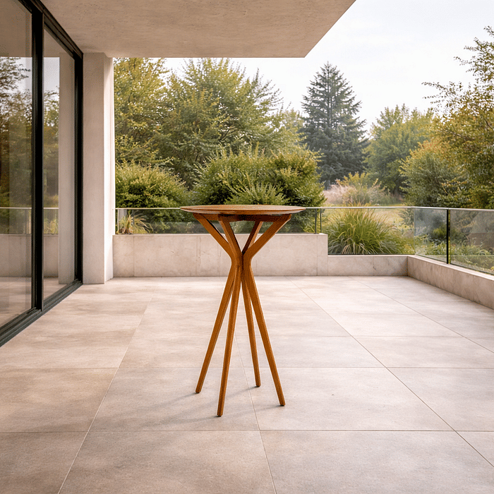 Mesa Bistrô Brioni em Madeira Maciça Design Escultural Moderna