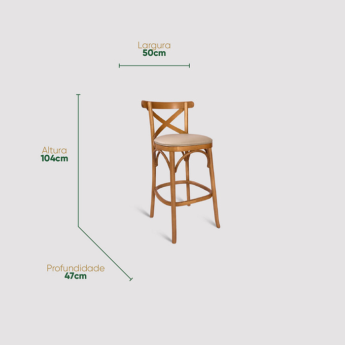 Banqueta Espanha X Imbuia em Madeira Maciça Estofada
