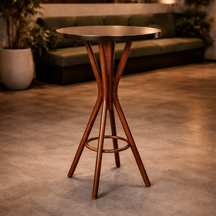 Mesa Bistrô Tulipa em Madeira Maciça Design Moderno com Base Palito