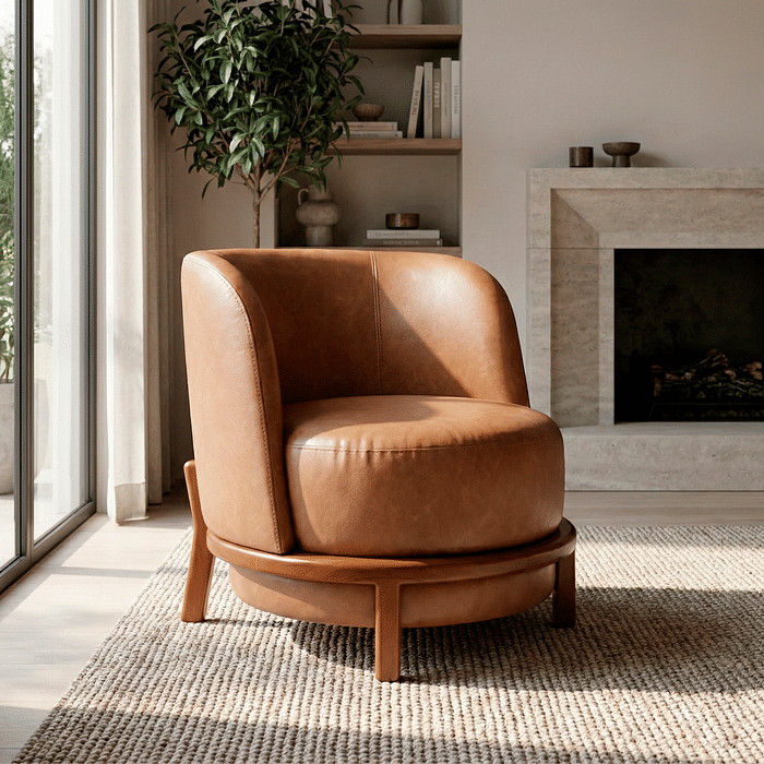 Poltrona de Madeira Maciça Estofada Ring Design Premium