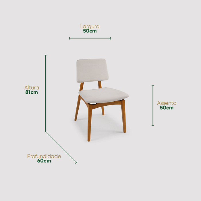 Cadeira de Jantar Pienza Estofada em Madeira Maciça