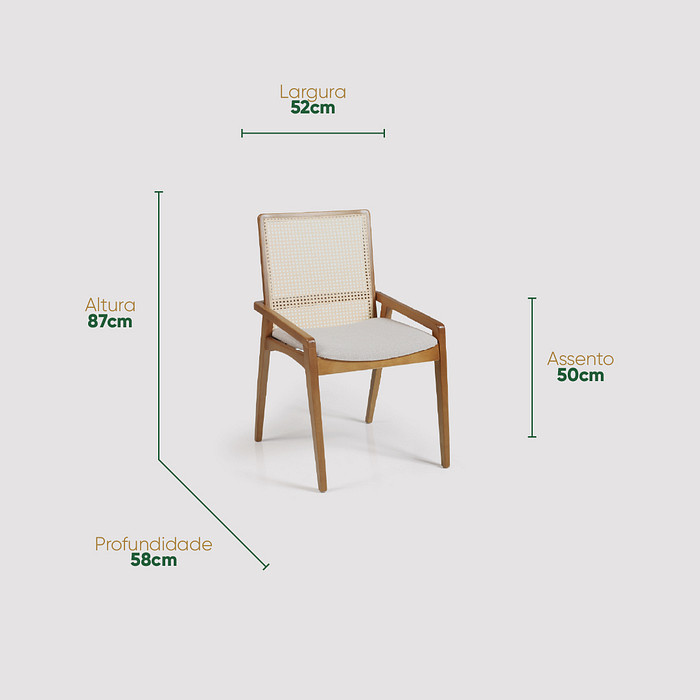 Cadeira Belluno Estofada em Madeira Maciça para Uso Prático no Dia a Dia