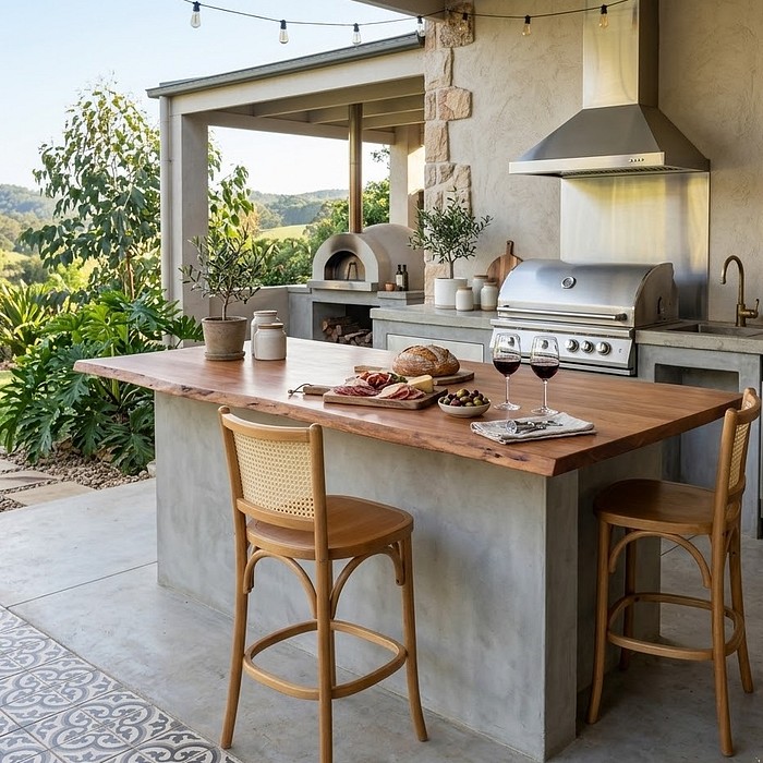 Banqueta Luxemburgo de Madeira Maciça Encosto em Tela