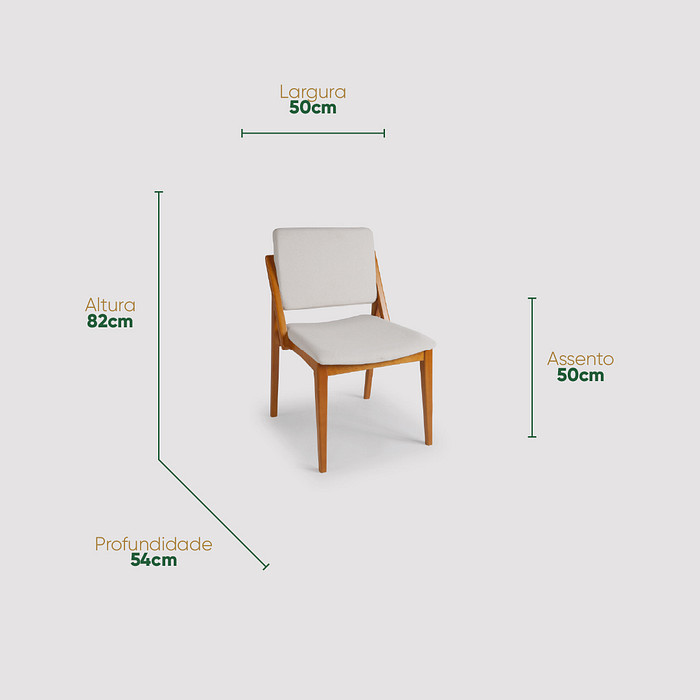 Cadeira Orvieto Estofada Ergonômica em Madeira Maciça
