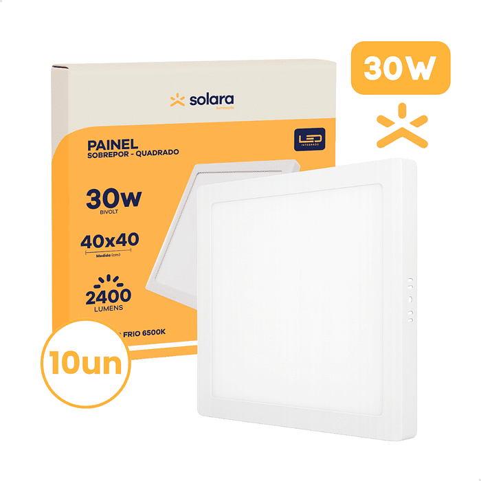 Comprar combo painel plafon LED 30W 40x40 sobrepor branco frio Combo 10 painéis plafon LED 30W 40x40 sobrepor branco frio para iluminação comercial