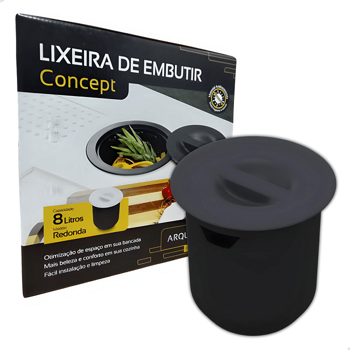 Lixeira Embutir  8 Litros - Redonda