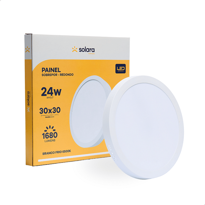 Painel Plafon 24W Redondo Sobrepor 30CM - Solara
