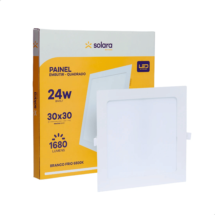 Painel Plafon 24W Quadrado Embutir 30X30 - Solara