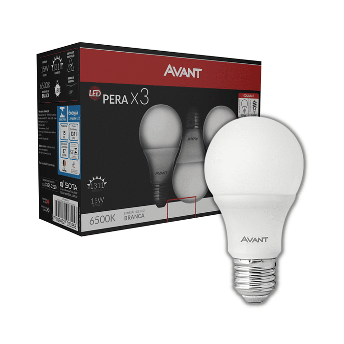 Pack 3 Lâmpada LED 15W Pera - Avant