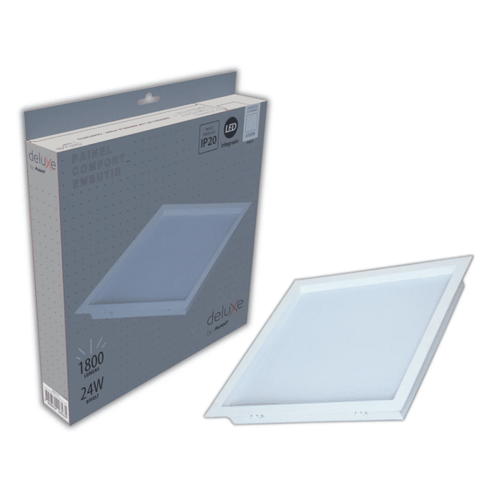 Painel Plafon LED 24W Embutir Quadrado Comfort 26,5x26,5cm - Avant
