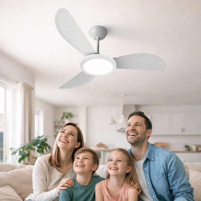 Ventilador de teto Firenze branco com lâmpada LED integrada e controle remoto