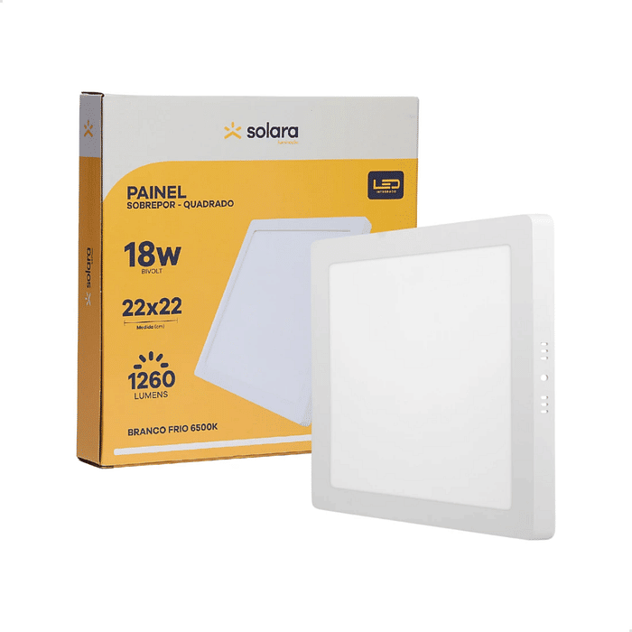 Painel Plafon 18W Quadrado Sobrepor 22X22 - Solara