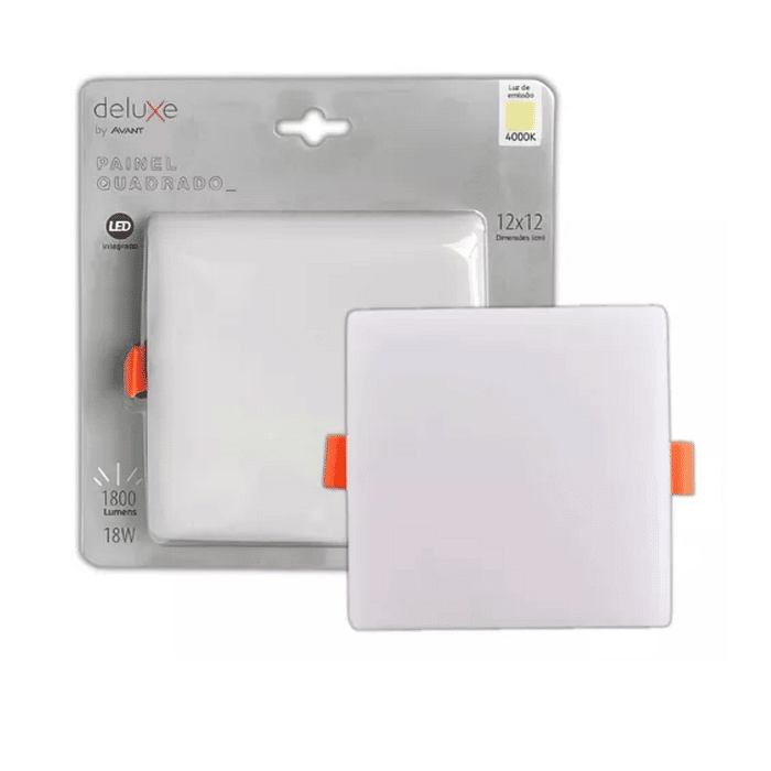 Painel Plafon LED 18W Flat Quadrado 12x12cm - Avant