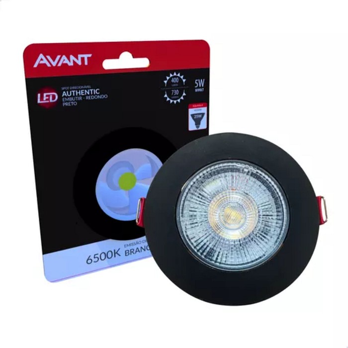 SPOT EMBUTIR AUTHENTIC RED LED 5W - PRETO