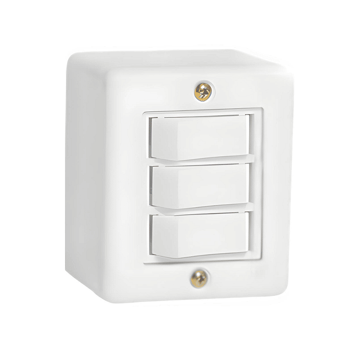 Interruptor 3 Telas Simples Sobrepor 6A