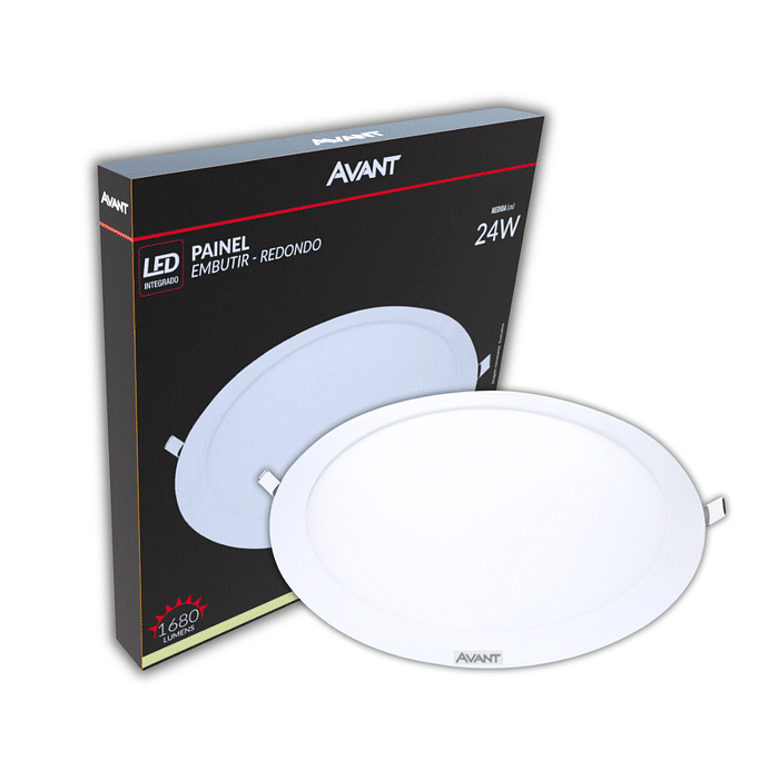 Painel Plafon LED 24W Embutir Redondo 30x30cm - Avant