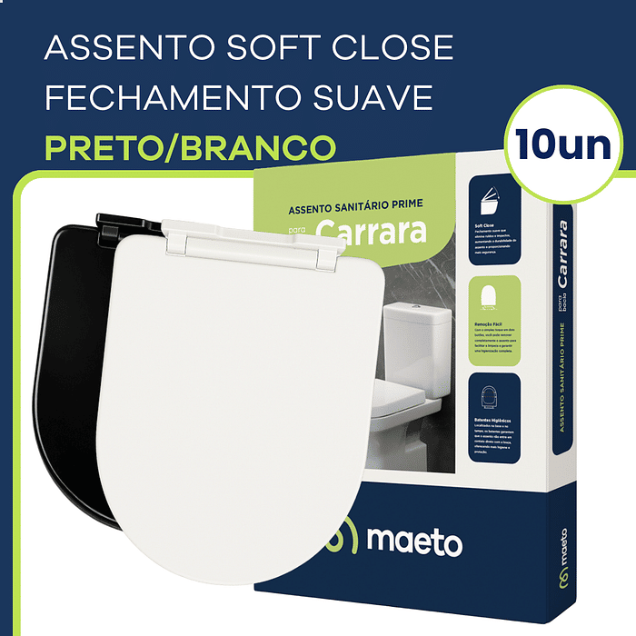 Assentos Carrara Maeto Soft Close – kit com 10 unidades para banheiro