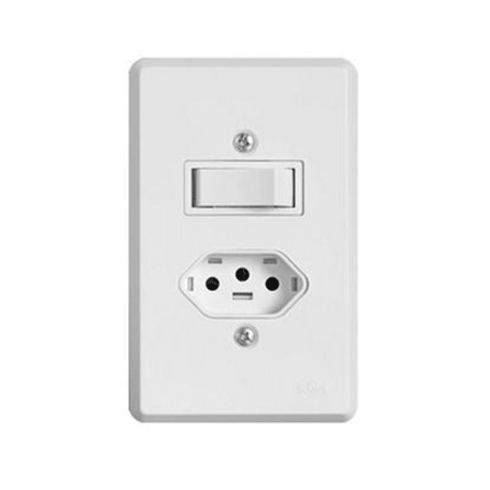 Interruptor Simples C/Tomada 10A Stylus - Ilumi