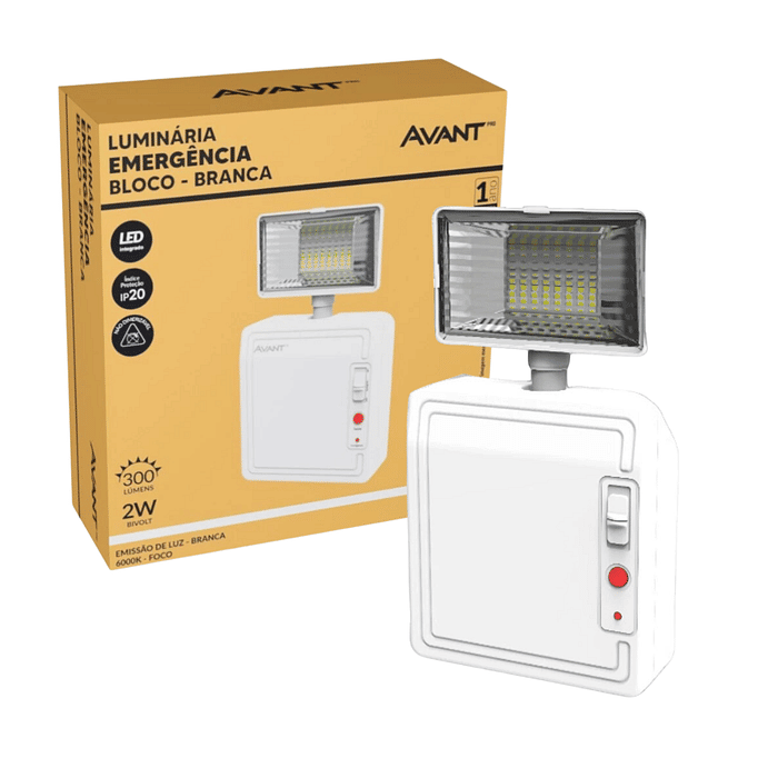 LUMINARIA LED EMERGENCIA BLOCO 2W 300LM LED