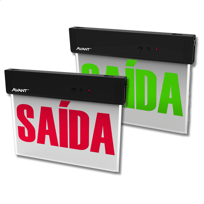 Placa de Saída Emergência LED Face Única 1W Preta - Avant