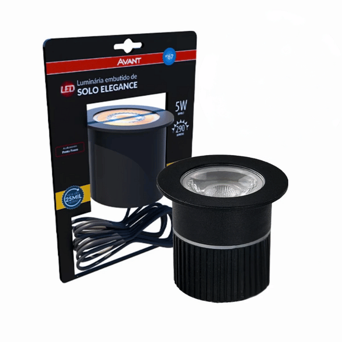 LUMINARIA LED SOLO ELEGANCE 5W PRETO