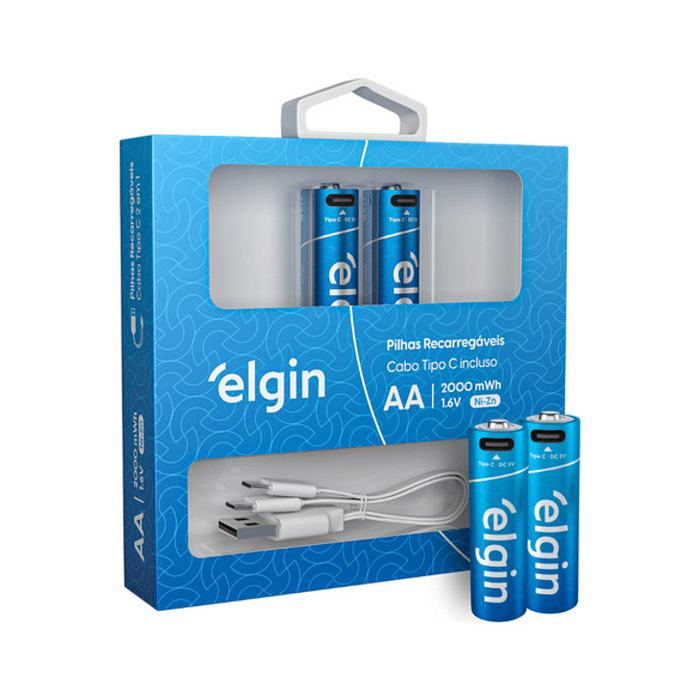 PILHA AA RECARREGAVEL TIPO C - 2UN - ELGIN
