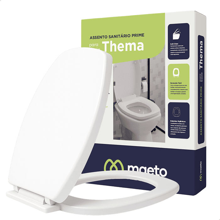 Assento Sanitário Thema Soft Close Branco Maeto – Tampa de Vaso Premium