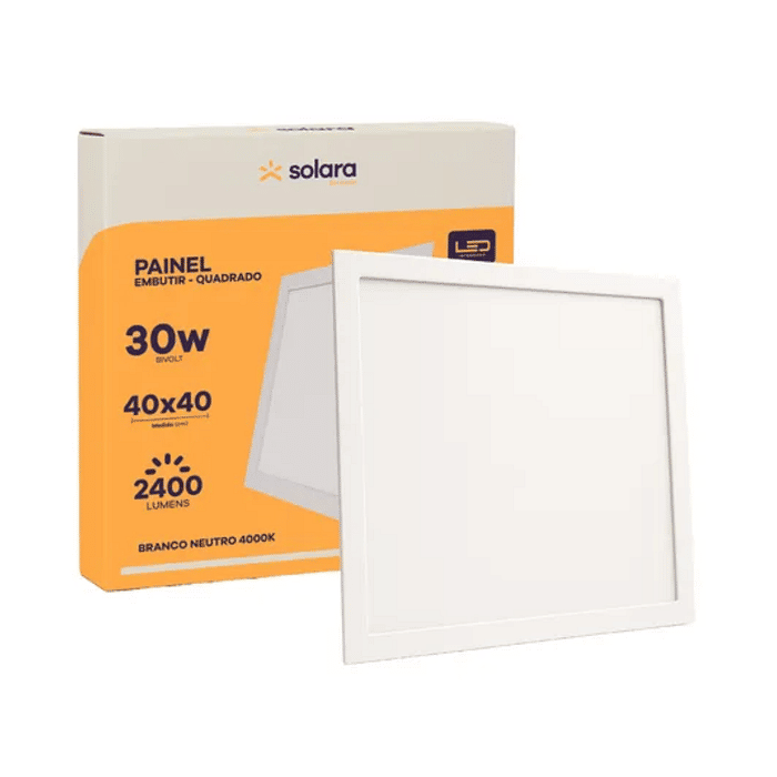 Painel Plafon 30W Quadrado Embutir 40X40 - Solara