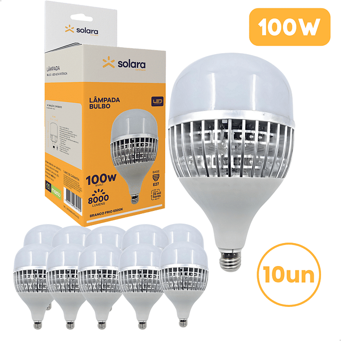 Combo 10 Lâmpadas LED 100W Bulbo E27 Solara
