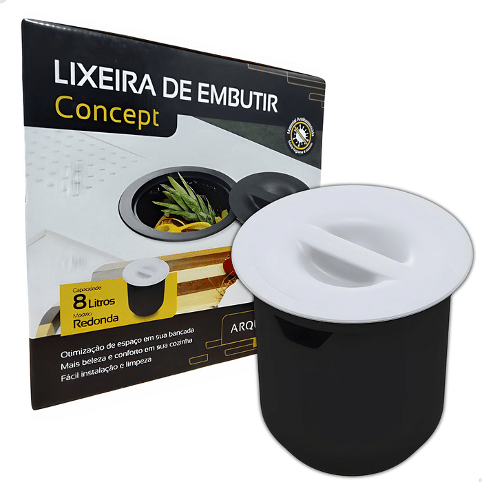 Lixeira Embutir  8 Litros - Redonda