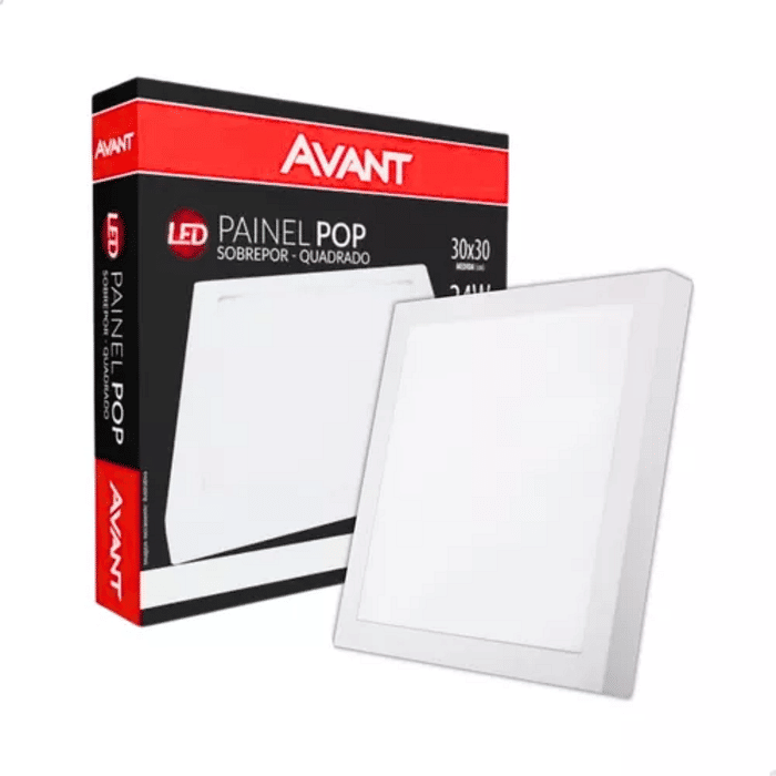 Painel Plafon LED 24W Sobrepor Quadrado 30x30cm