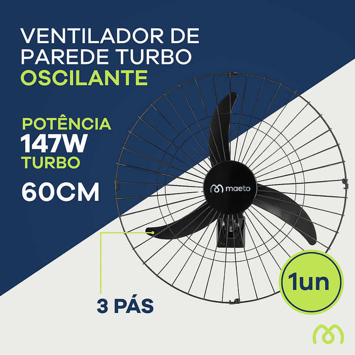 VENTILADOR OSC DE PAREDE 60 CM LIGHT 147W - MAETO