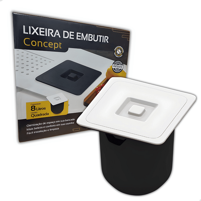 Lixeira Embutir  8 Litros - Quadrada