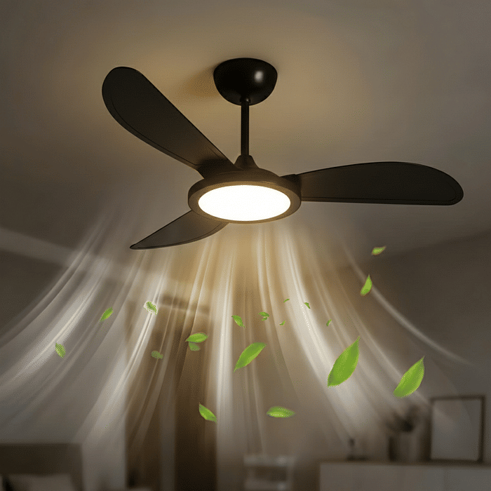 Ventilador de teto preto Firenze com lâmpada LED e motor turbo potente