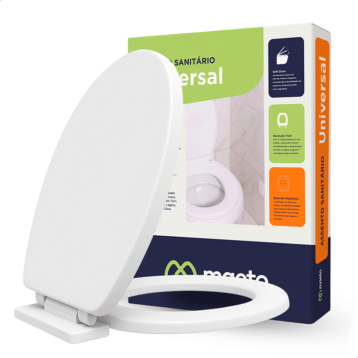 Assento Sanitário Oval Soft Close Branco Maeto – Tampa de Vaso Premium
