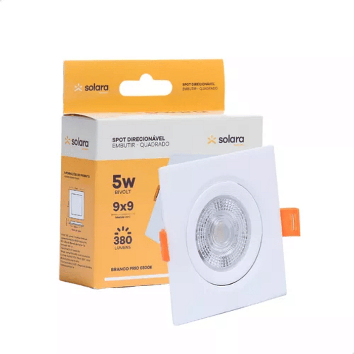 Spot Quadrado Embutir LED 5W - Solara