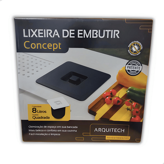 Lixeira Embutir  8 Litros - Quadrada