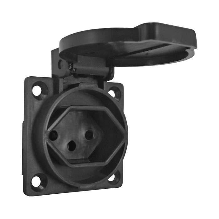 Tomada De Embutir Preta com Tampa 2p+t Padrão Brasileiro 10a / 20a  - TBSE