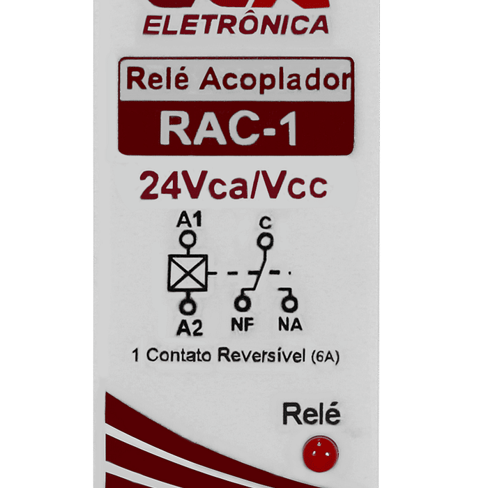 Relé Acoplador Interface 24V com 1 Contato Reversível